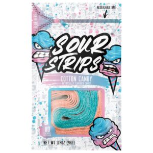 Sour Strips Cotton Candy Peg Bag 3.4oz 12ct
